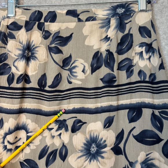 Vintage Chaus Women's 6 Floral Print Wrap Skirt Beige Blue Rayon Knee Length y2k - Picture 7 of 9